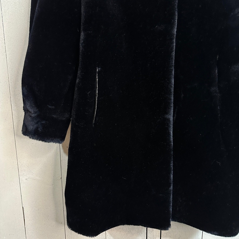 Jordache Black Faux Fur Coat Women's Medium Vintage Mob Wife MINT Made in USA - Picture 3 of 8